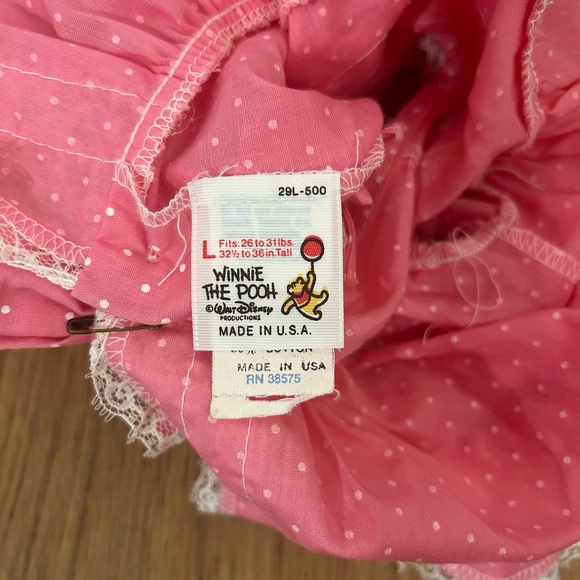 VTG 80s WINNIE THE POOH FLORAL‎ EYELET SEARS PRARIE BIB DRESS 12m 26-31lbs USA - Picture 9 of 16